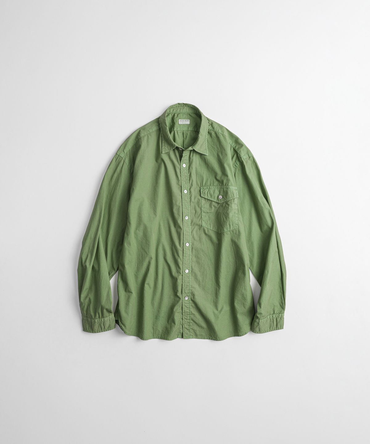 비헤비어(BEHEAVYER) DYED POPLIN CLASSIC SHIRTS grass