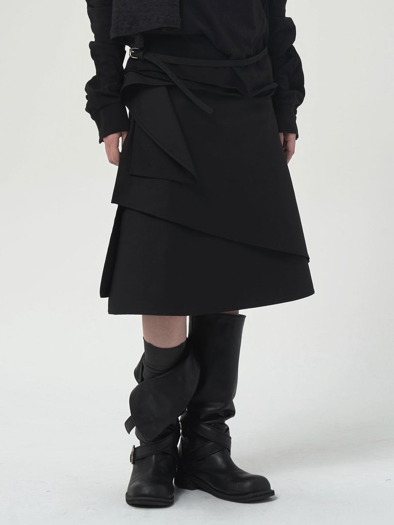 DRAPED LAYERED SKIRT_BLACK