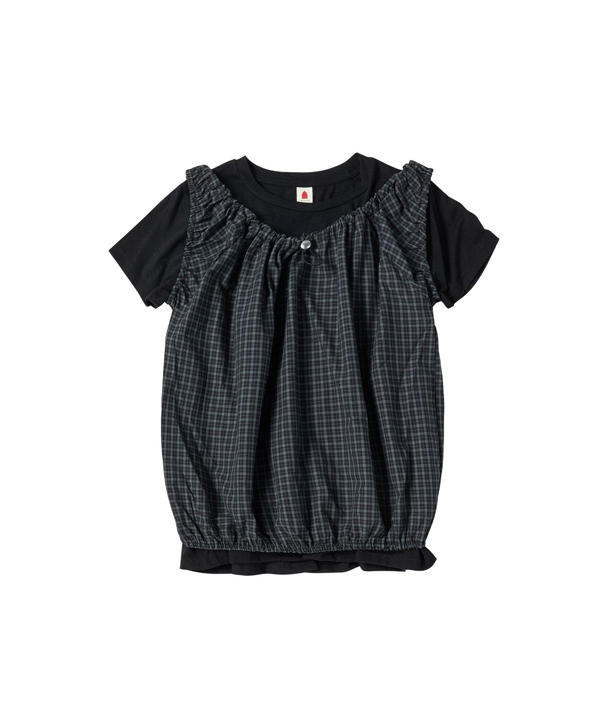 꼬모니노즈(COMONINOZ) W CHECK BLOUSE SET [BLACK]