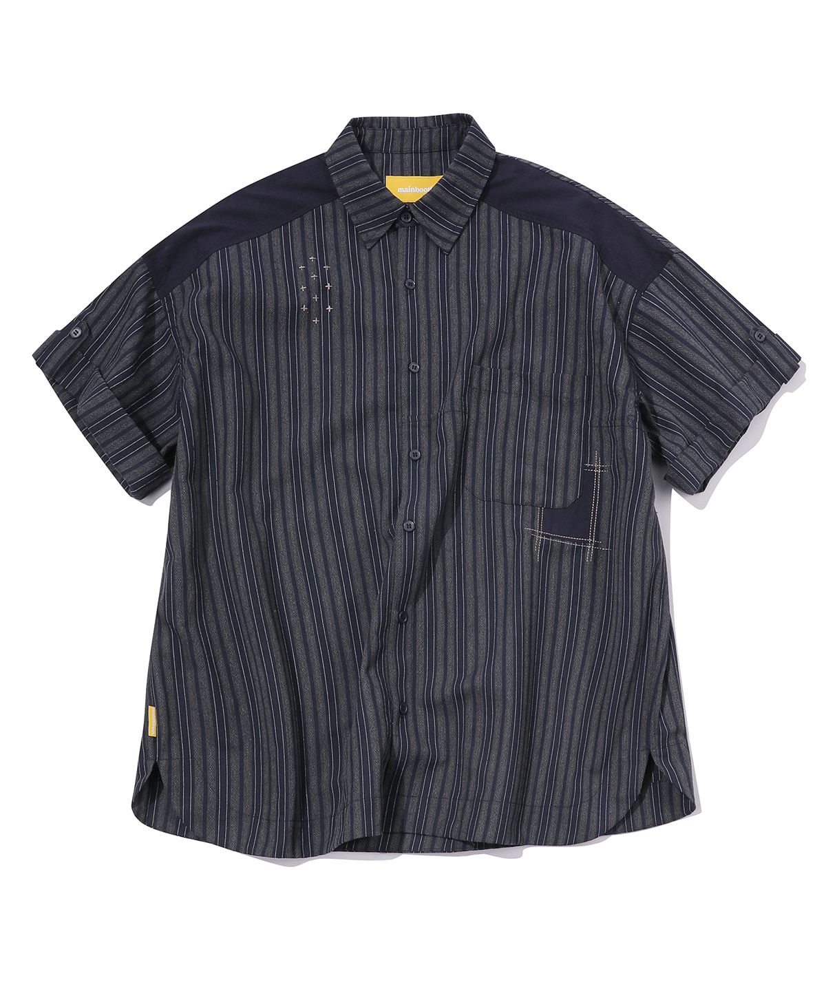 메인부스(MAINBOOTH) Patchwork Roll-up Shirt(NAVY)