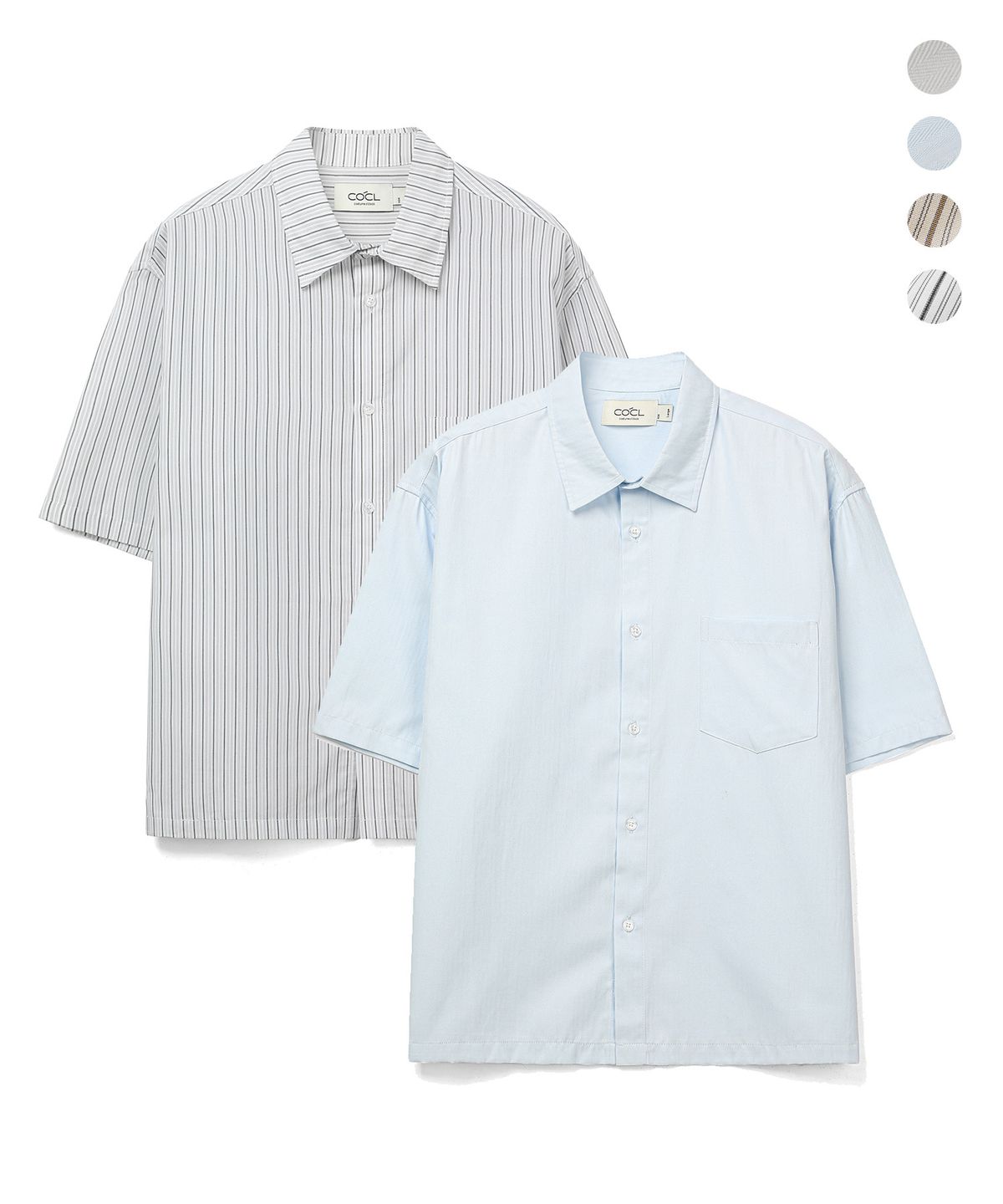 커스텀어클락(COSTUME O’CLOCK) [COCLX삭형] [2PACK] 세미 크롭 숏 슬리브 셔츠 4 COLOR COOSSH204SH205