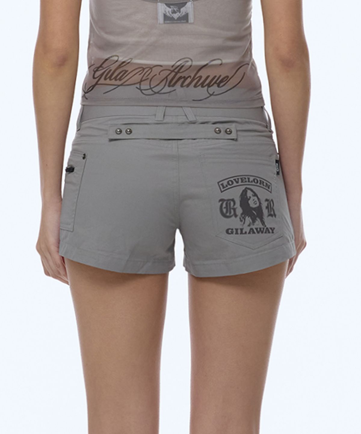 길라아카이브(GILAARCHIVE) NAPOLEON SIDE ZIP SHORTS_GREY