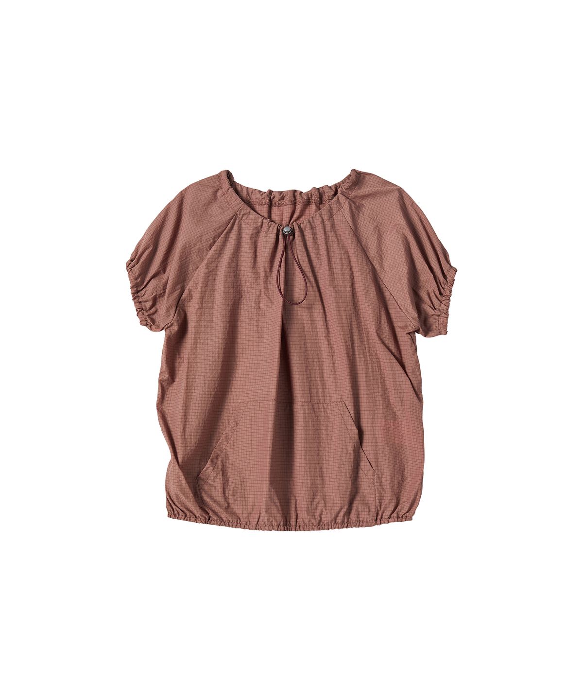 꼬모니노즈(COMONINOZ) W NYLON CHECK T-SHIRT [PINK]