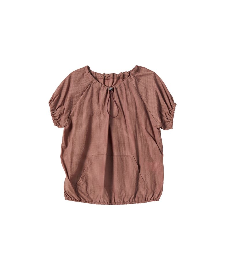 W NYLON CHECK T-SHIRT [PINK]