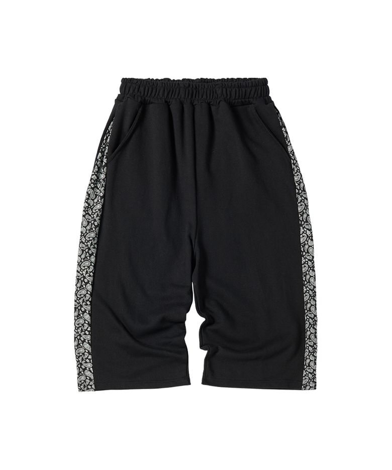 W PAISLEY SWEAT SHORTS [BLACK]