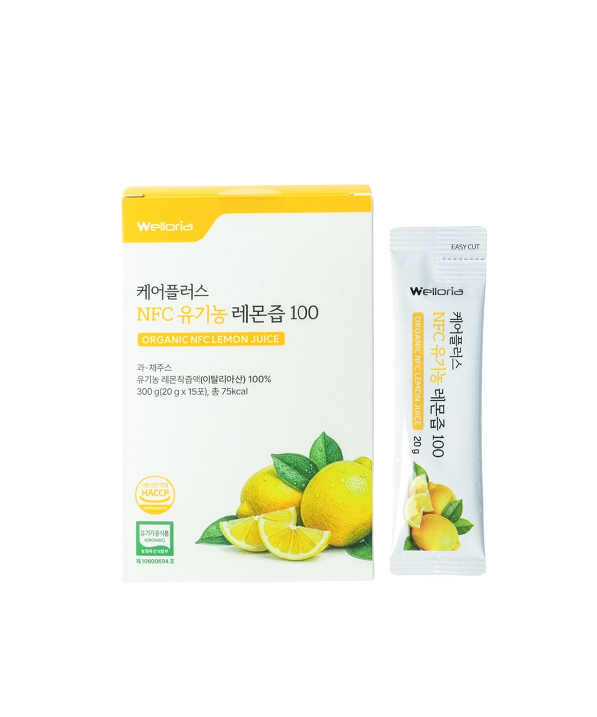 웰로리아(WELLORIA) 케어플러스 NFC 유기농 레몬즙100 1박스(15포)