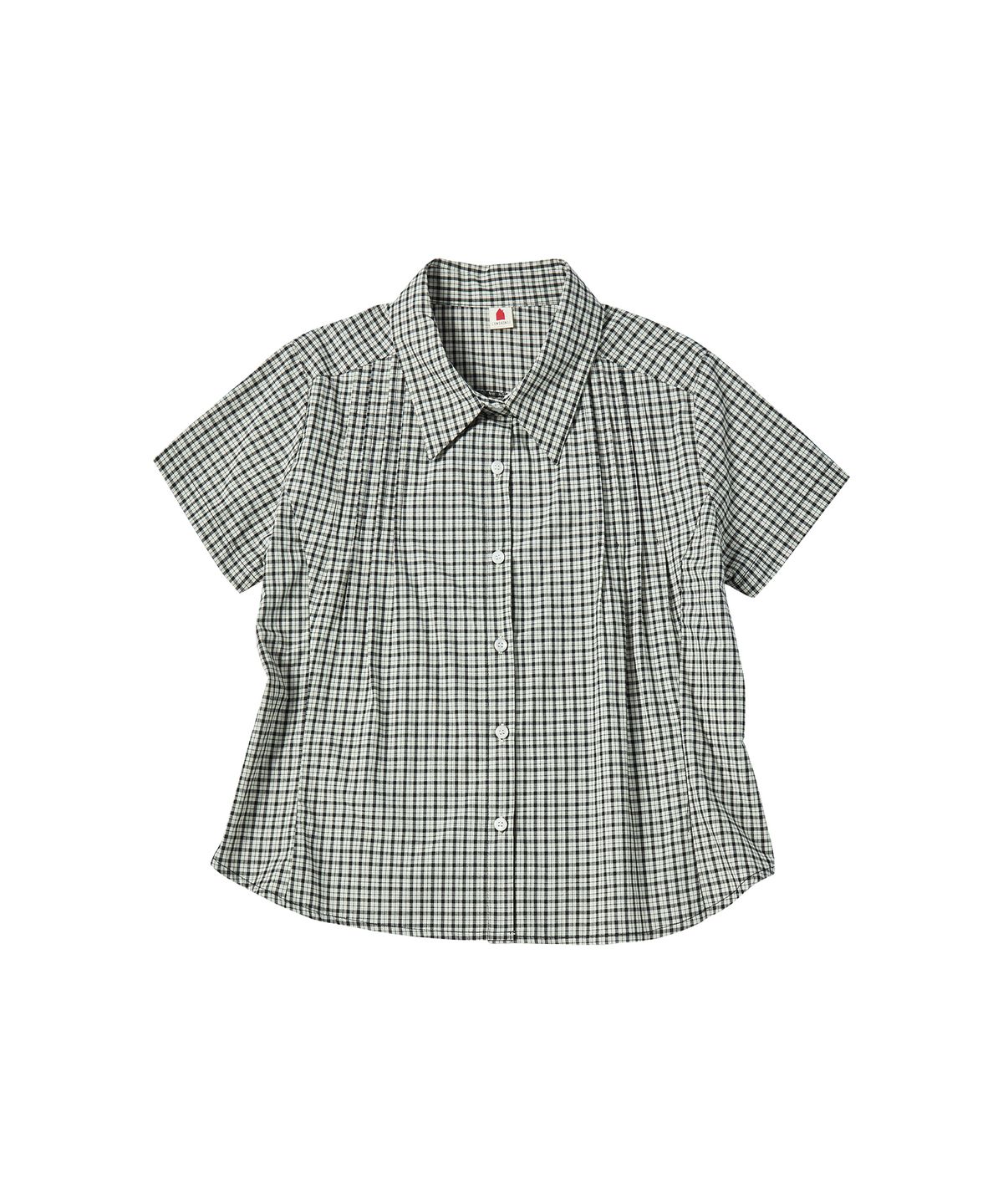 꼬모니노즈(COMONINOZ) W PINTUCK CHECK HALF SHIRTS [BEIGE]