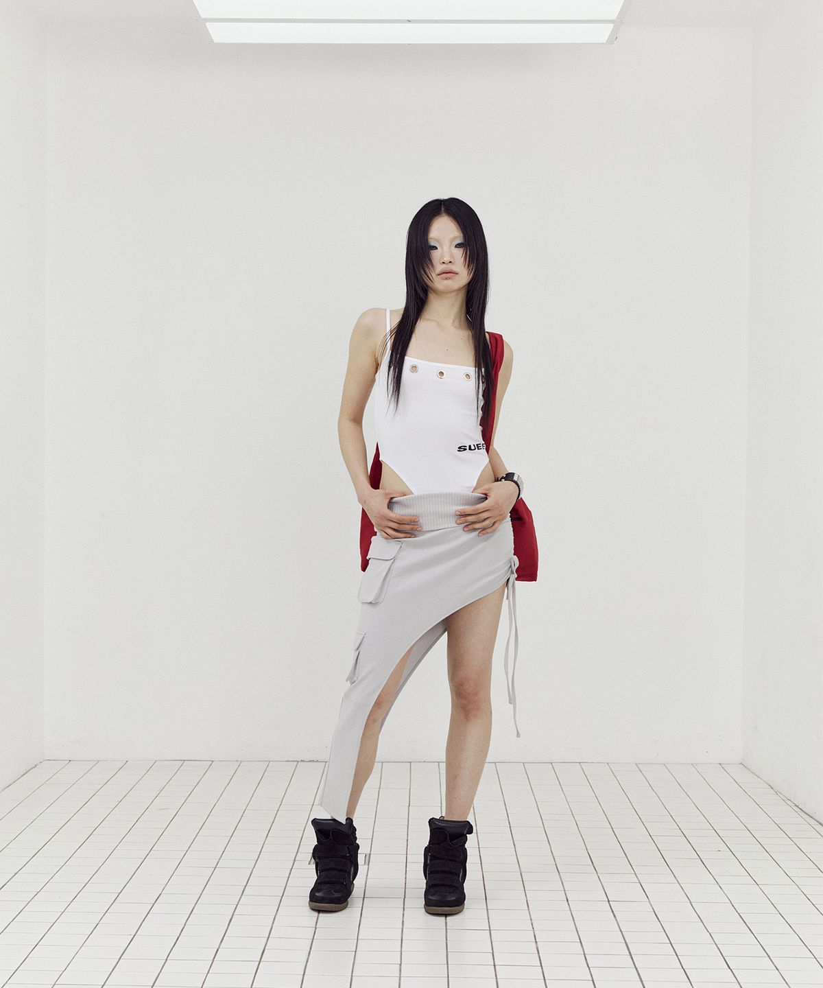 셋업이엑스이(SETUP-EXE) RIFLE CARGO SKIRT / GRAY