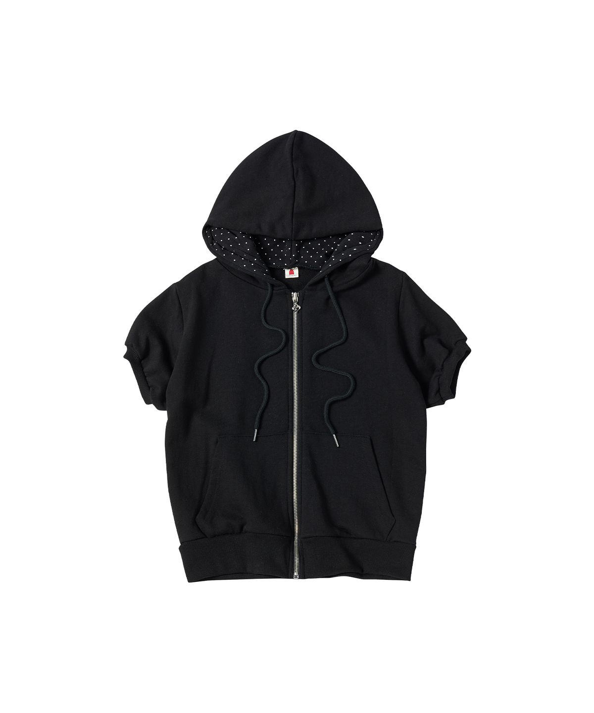 꼬모니노즈(COMONINOZ) W DOT HALF HOOD ZIP-UP [BLACK]