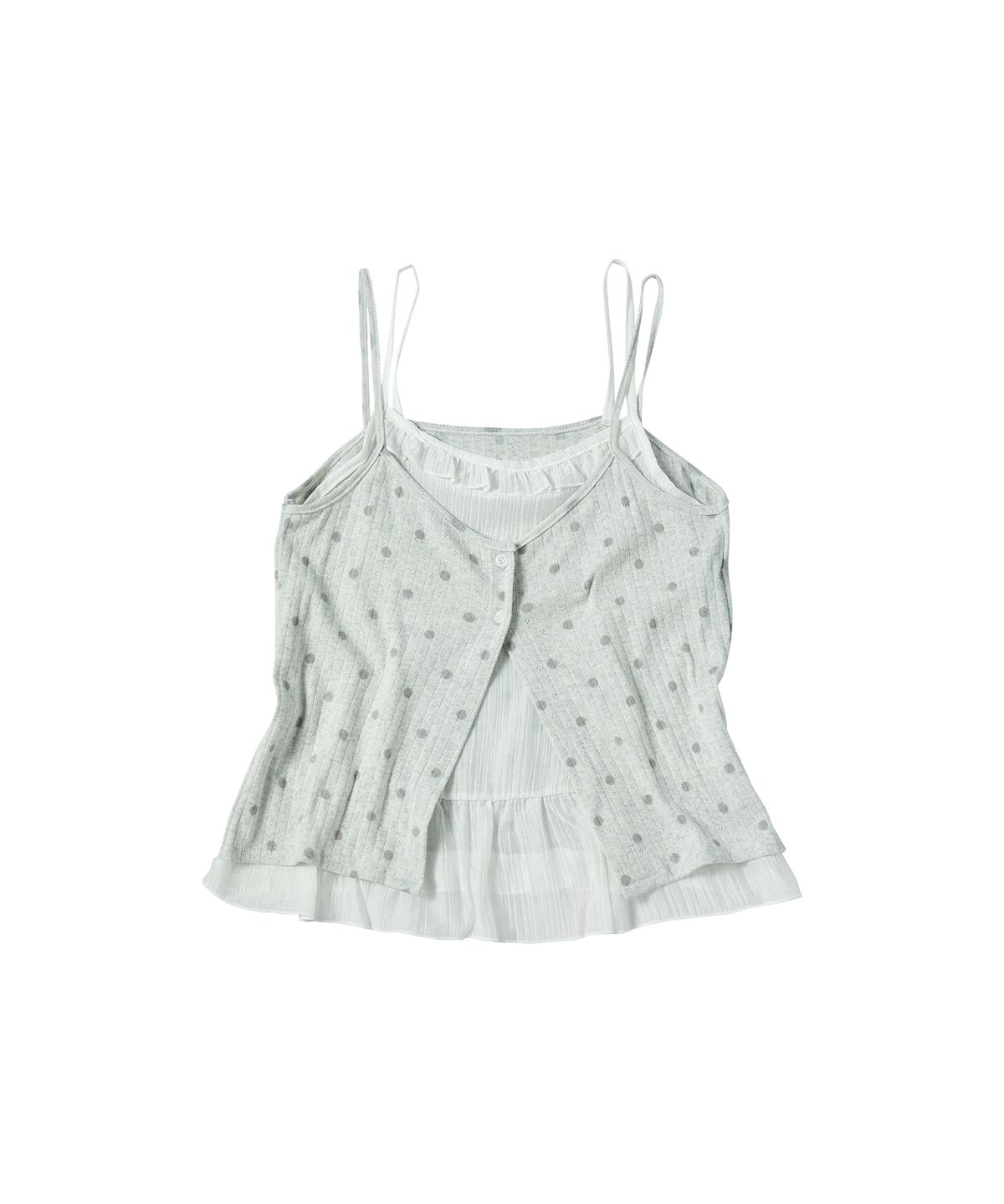 꼬모니노즈(COMONINOZ) W DOT LAYERED SLEEVELESS [LIGHT GRAY]