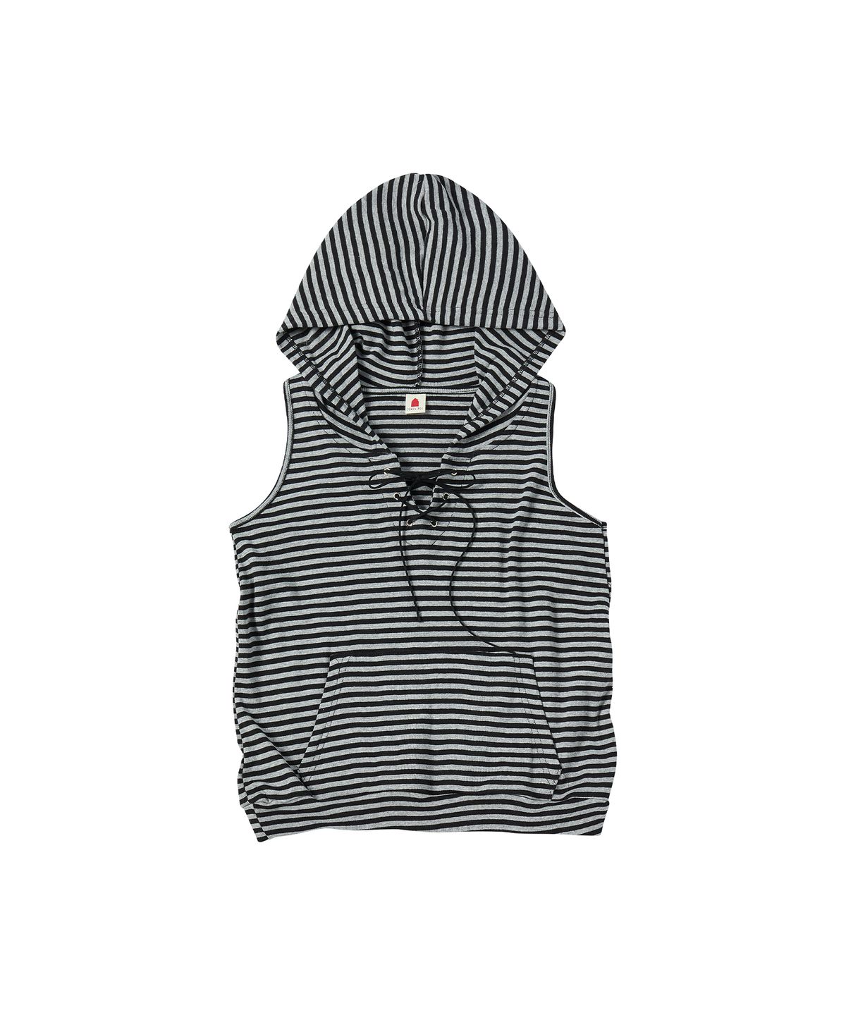 꼬모니노즈(COMONINOZ) W STRIPE STRAP HOODIE [BLACK]