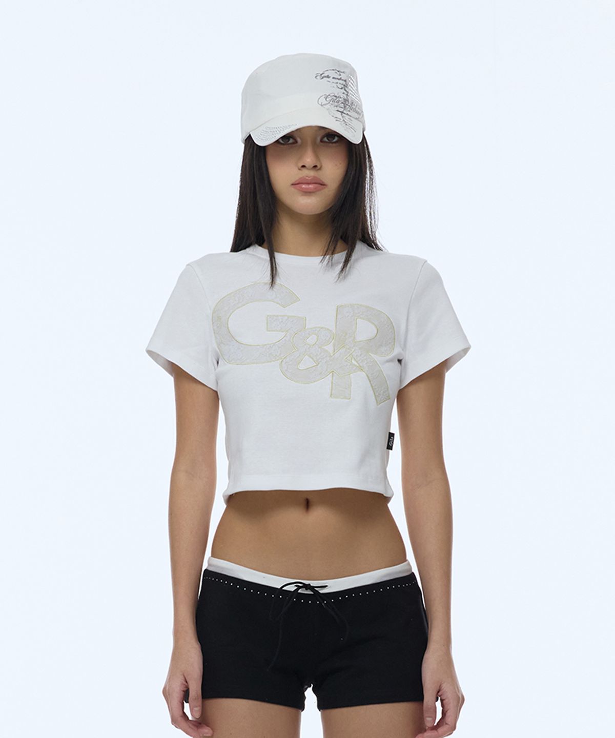 길라아카이브(GILAARCHIVE) G&R LOGO CROP TOP_WHITE