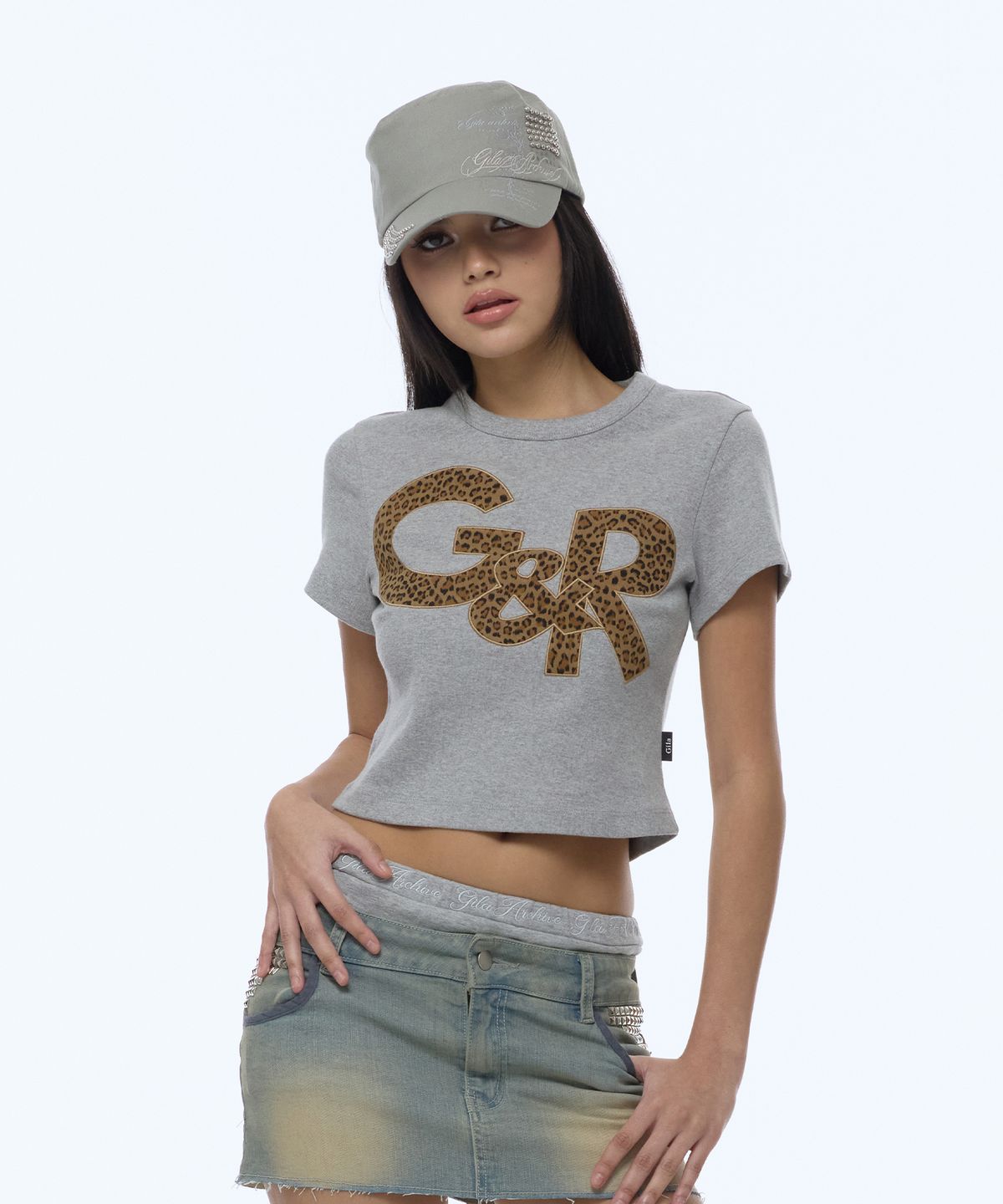 길라아카이브(GILAARCHIVE) G&R LOGO CROP TOP_GREY