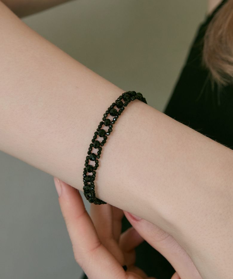 (925 Silver) Noir Lace 블랙 비즈 팔찌