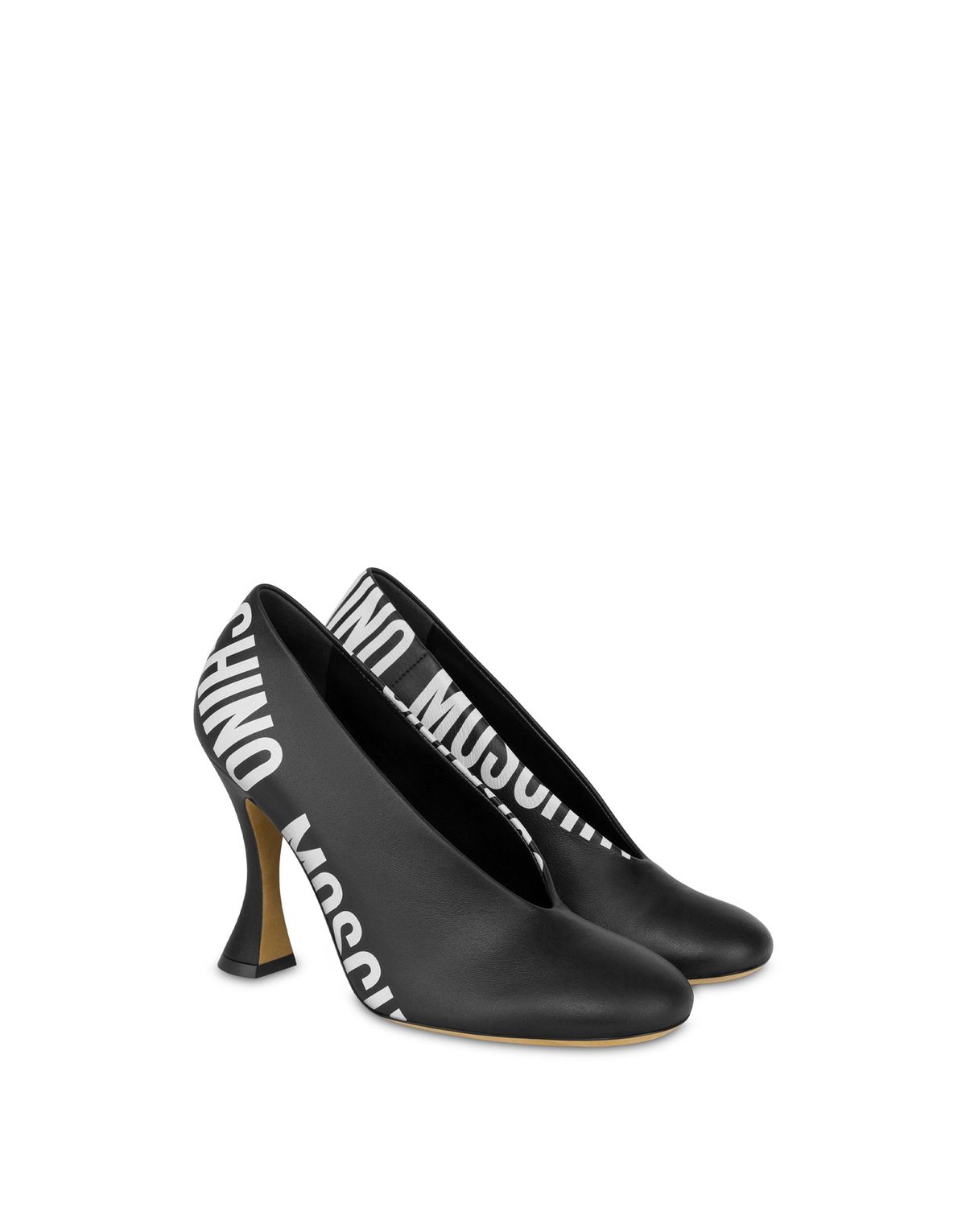 모스키노(MOSCHINO) 레더 로고 펌프스_우먼