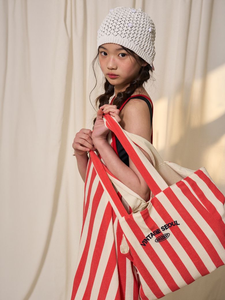 AMARKET REVERSIBLE BEACH BAG_RED/CREAM