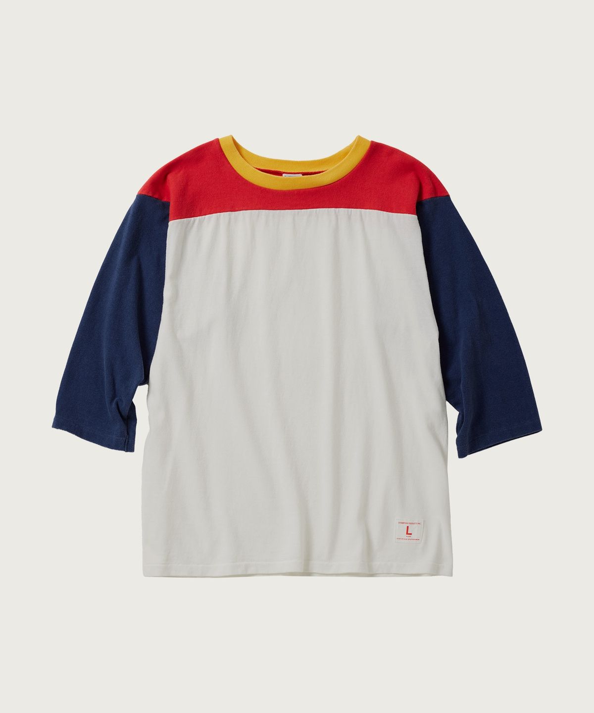 챔피온(CHAMPION) [True to Archives] 풋볼 컬러블록 7부 슬리브 티셔츠 White