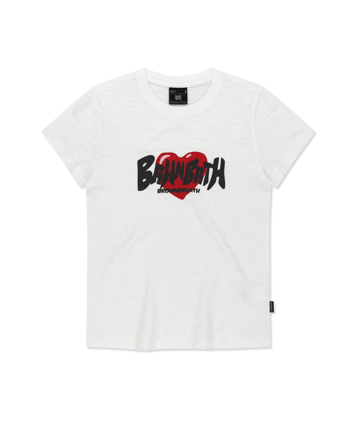 브라운브레스(BROWNBREATH) W HEART LOGO TEE - OFF WHITE