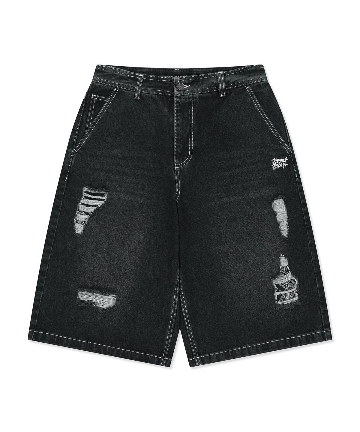 브라운브레스(BROWNBREATH) PAISLEY PATCHWORK BERMUDA SHORTS - GREY