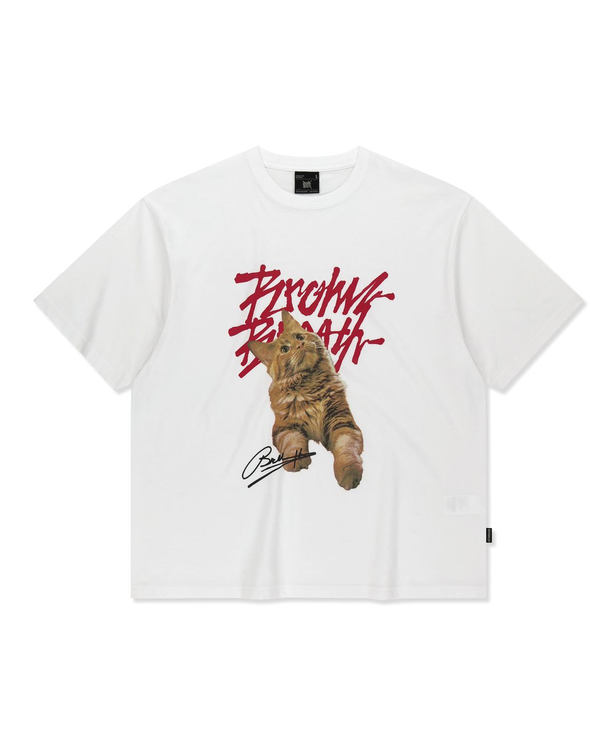 브라운브레스(BROWNBREATH) CRUSH TAG KITTY TEE - WHITE