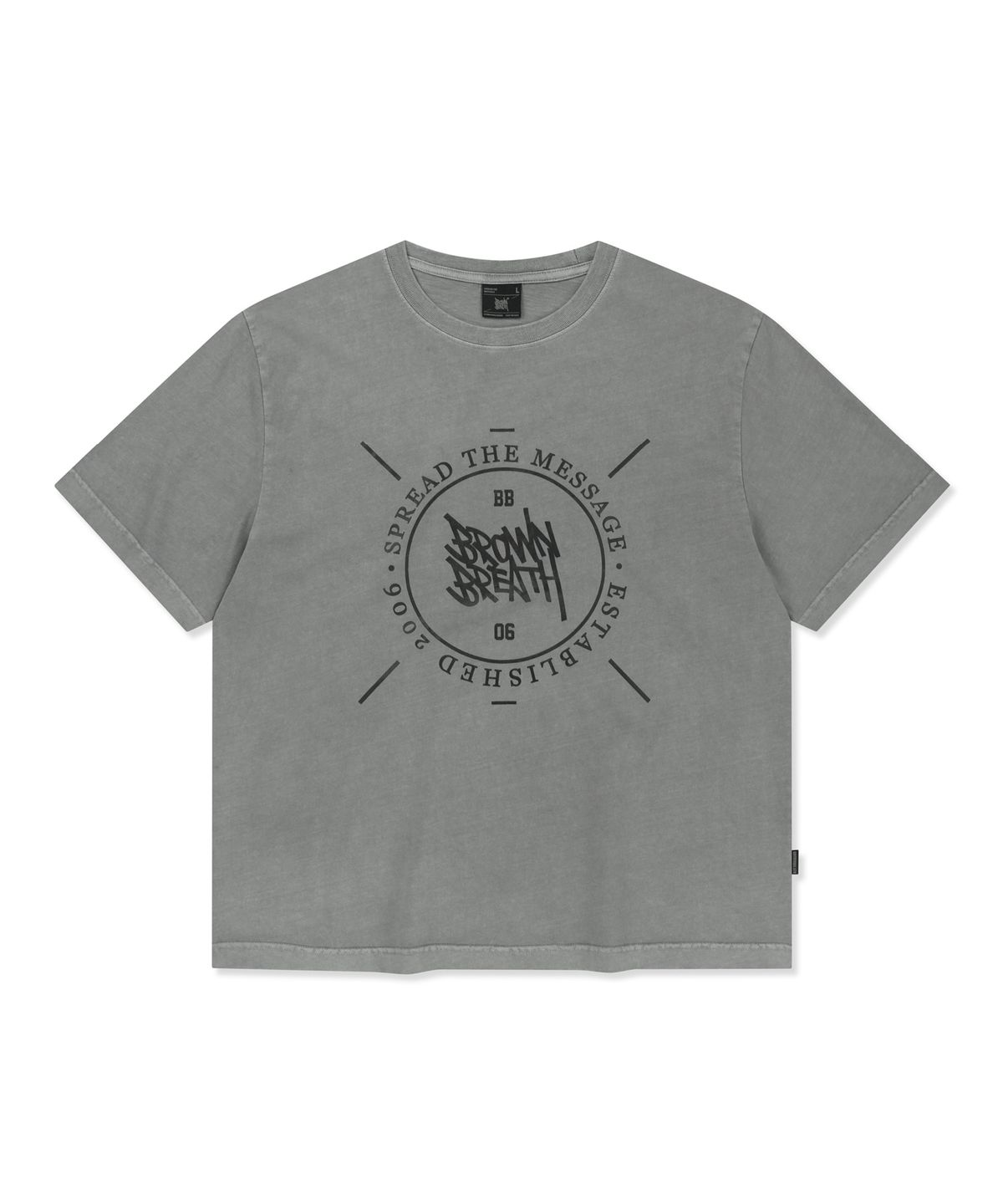 브라운브레스(BROWNBREATH) STAMP TAG PIGMENT TEE - GREY