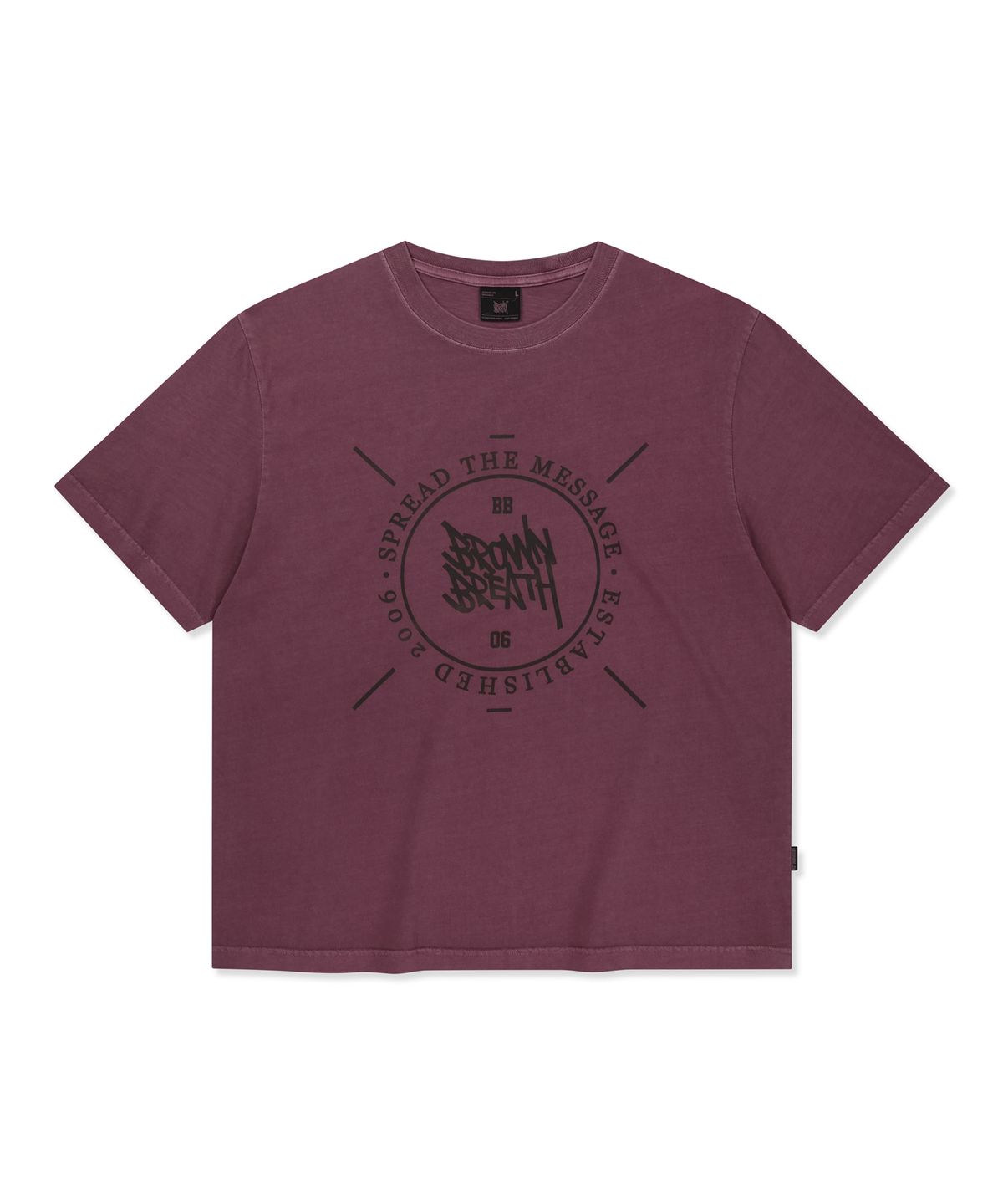 브라운브레스(BROWNBREATH) STAMP TAG PIGMENT TEE - BURGANDY