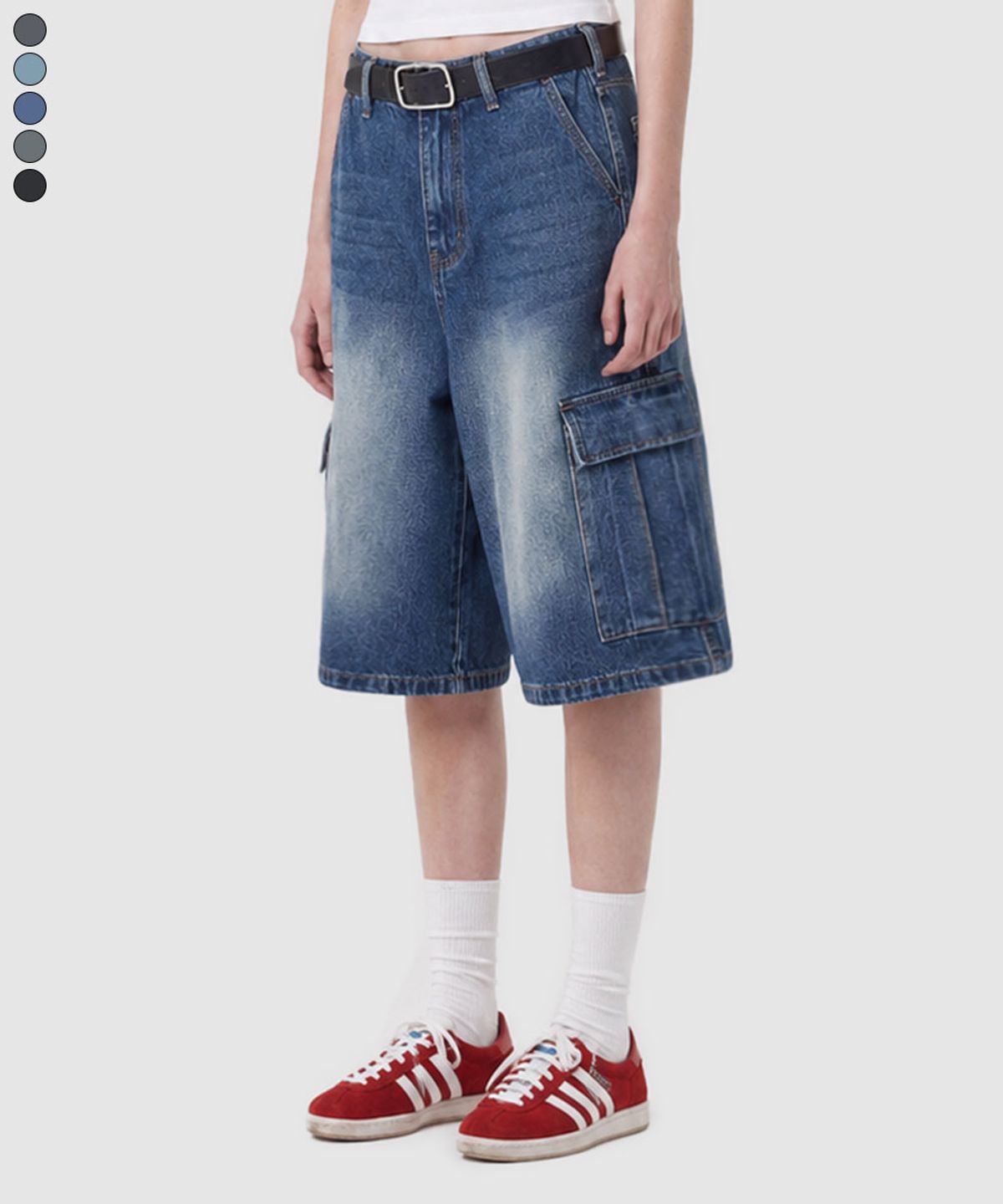 베이직라벨(BASIC LABEL) Lily Cargo Capri Bermuda Denim Shorts Pants 5 Color [BLSD_8501]