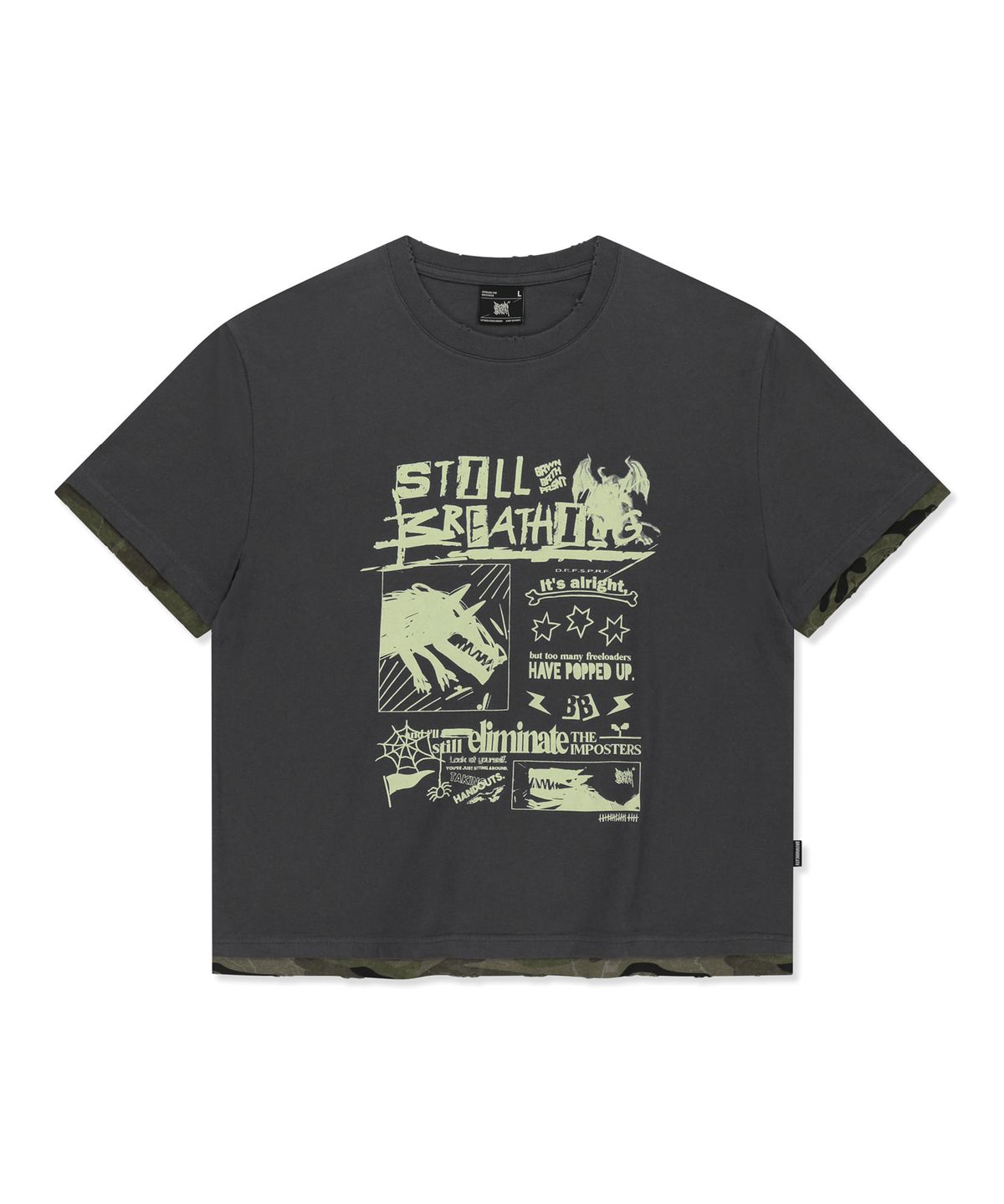 브라운브레스(BROWNBREATH) ELIMINATE CROP TEE - CHARCOAL