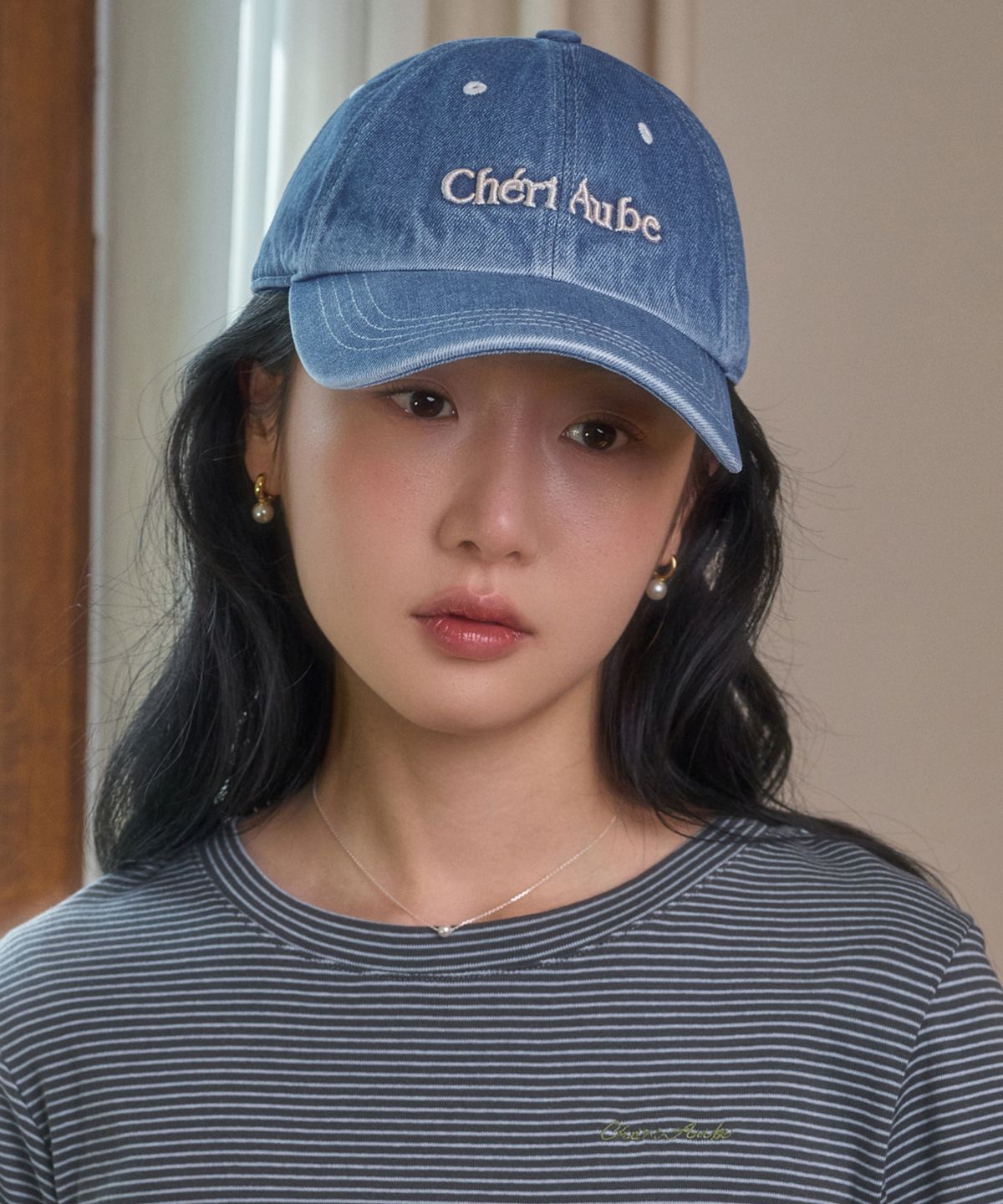 셰리오브(CHERI AUBE) 레브리 데님 볼캡-인디고