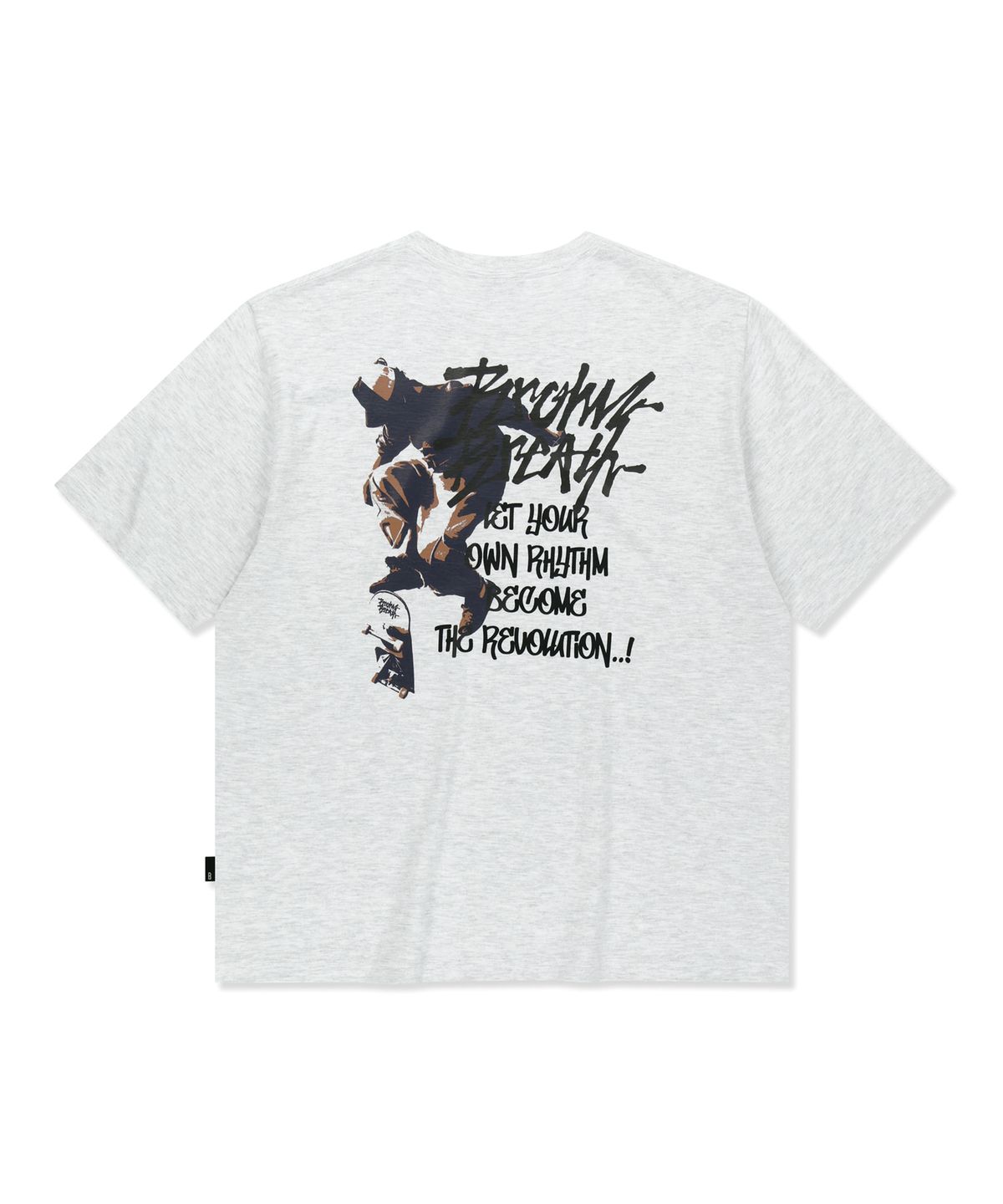 브라운브레스(BROWNBREATH) CRUSH TAG OLLIE TEE - ASH
