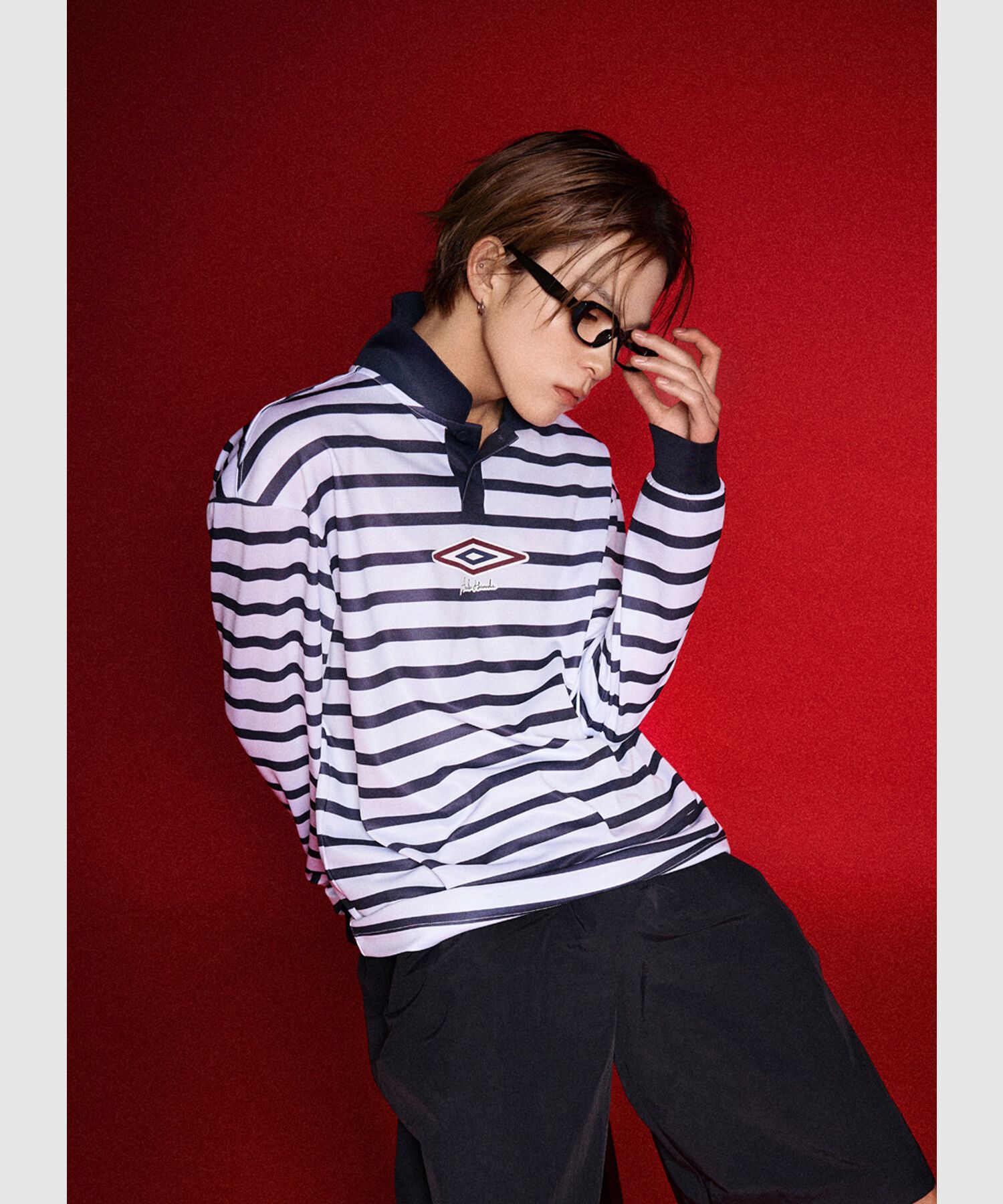 い*ご様 umbro×asahi ストライプシャツ　90（Sサイズ） MUSINSA | UMBRO [Umbro x Asahi Hamada] Stripe Jersey Polo T-Shirt