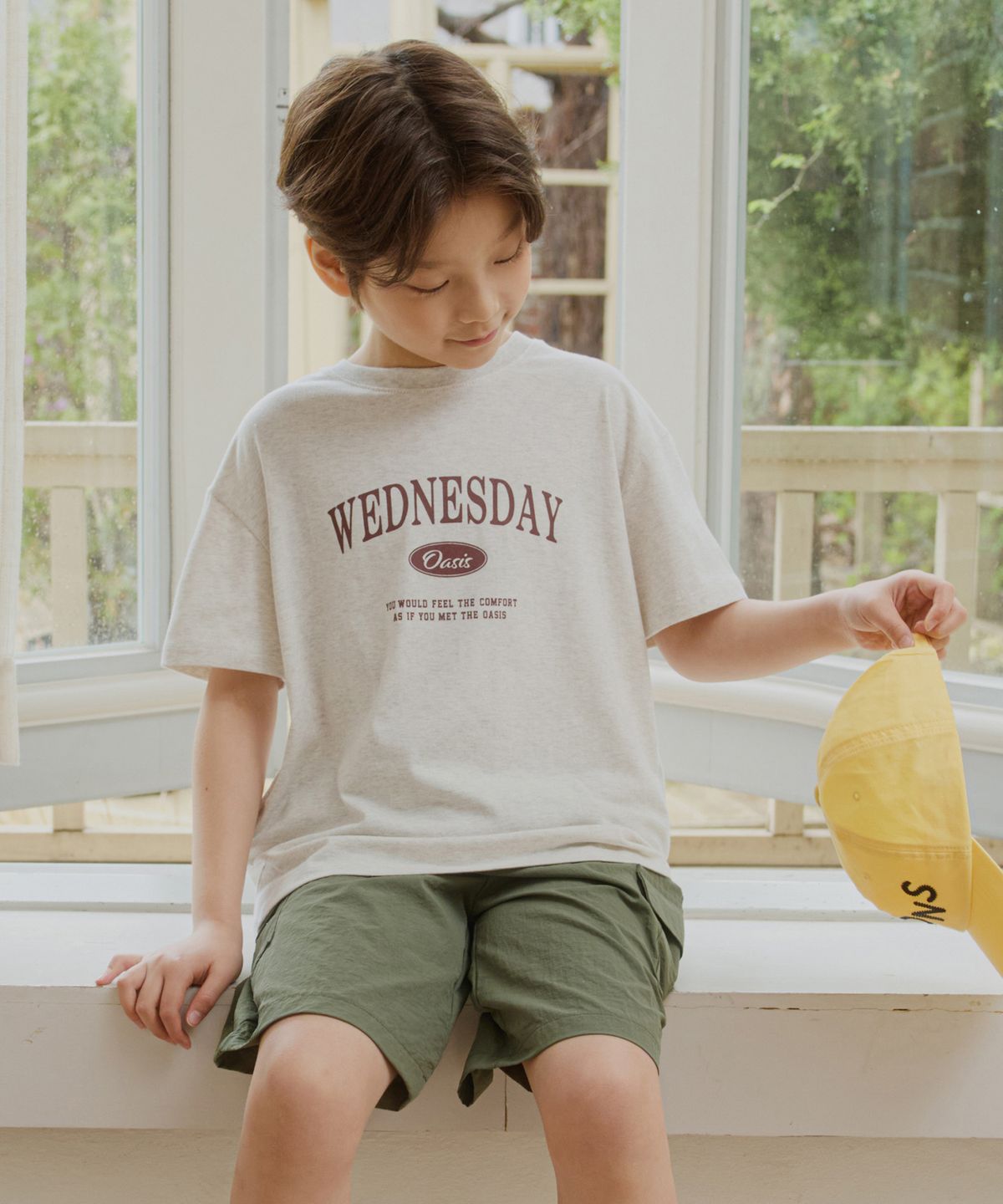 웬즈데이오아시스 키즈(WEDNESDAYOASIS KIDS) [Kids]시그니처 반팔 티셔츠_OATMEAL(WB6TP37)
