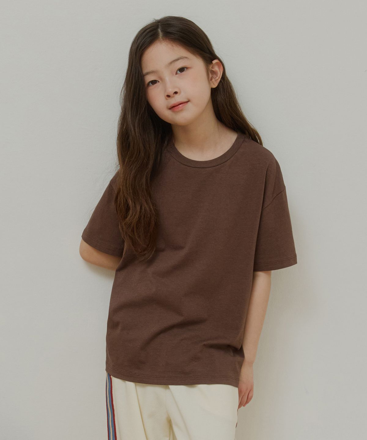 웬즈데이오아시스 키즈(WEDNESDAYOASIS KIDS) [Kids]소프트 모달 하프 티셔츠_BROWN(WB6TP40)