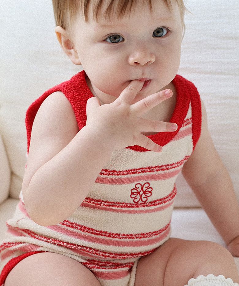 [BABY]부클 테리 바디수트 레드