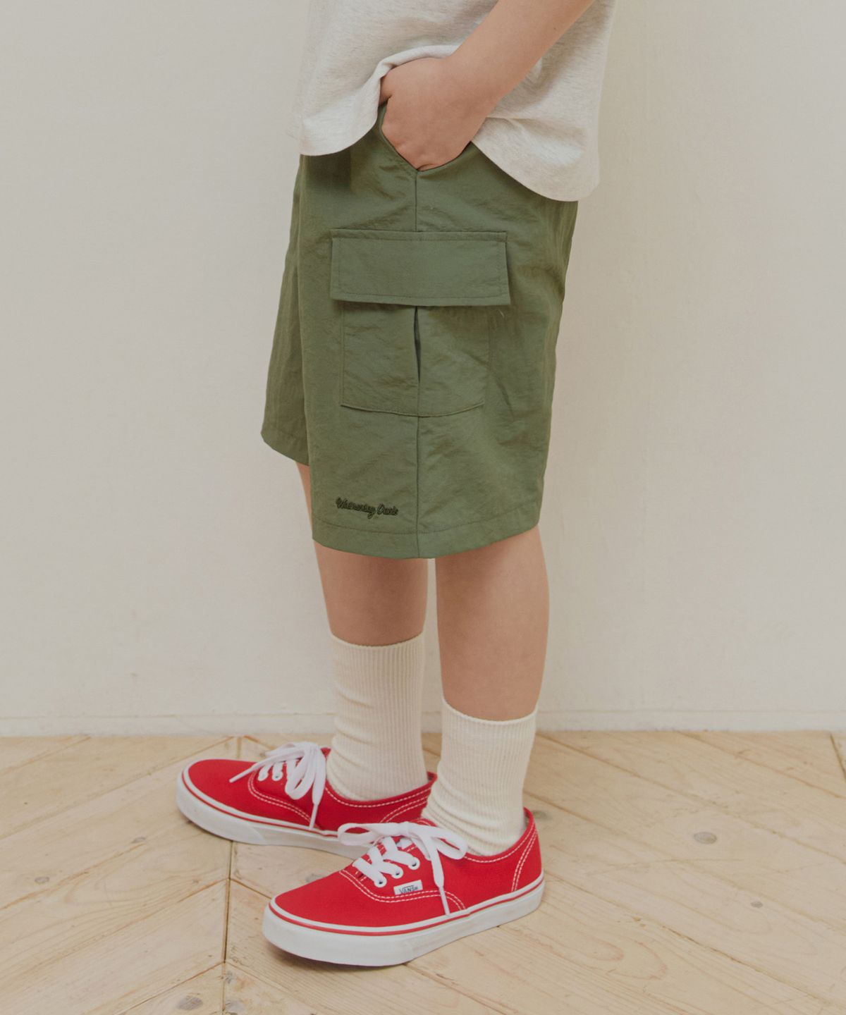 웬즈데이오아시스 키즈(WEDNESDAYOASIS KIDS) [Kids]스톤 카고 포켓 밴딩 쇼츠_KHAKI(WB6PT29)