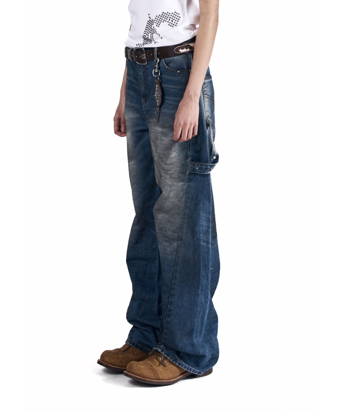 아캄(AAKAM) Hammer Studded Denim Pants (Blue)