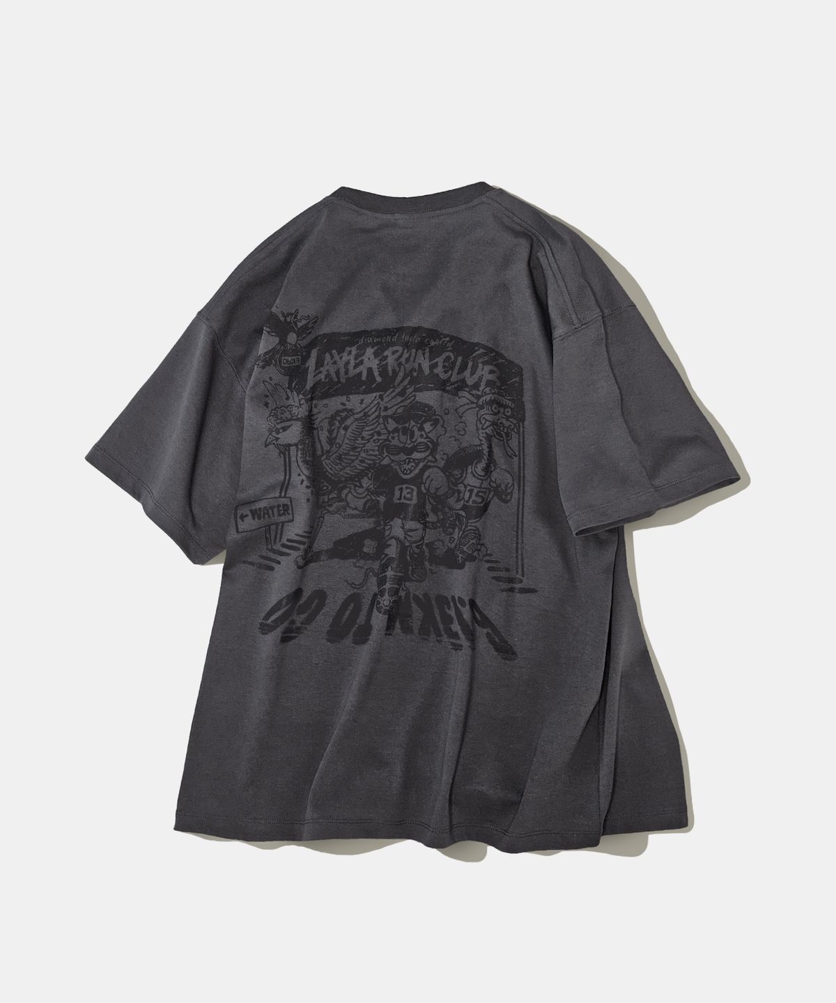 다이아몬드 레이라(DIAMOND LAYLA) [Machine Wash] KKAHO MARATHON Short Sleeve T-shirt T106 Charcoal