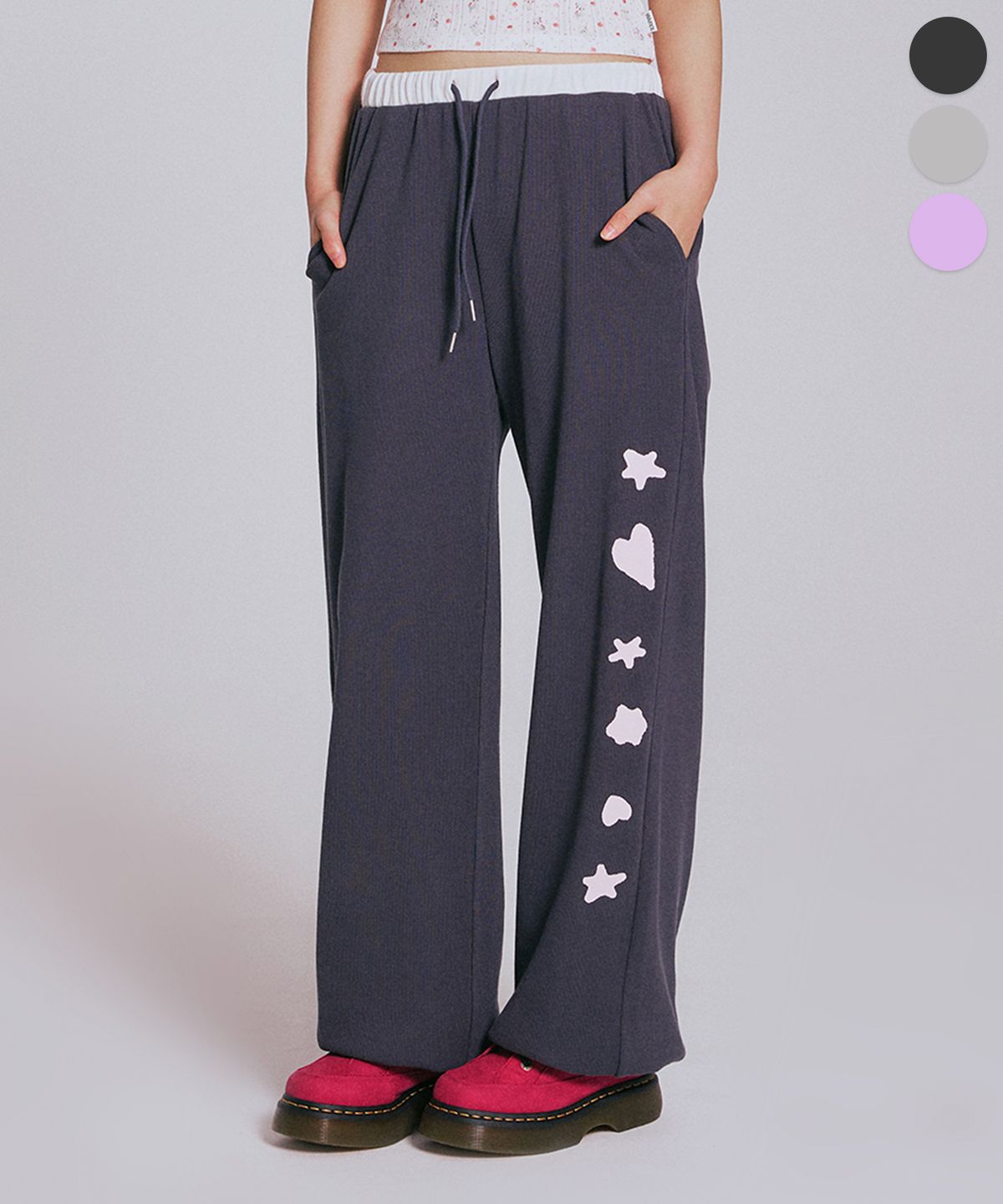 유희(YOUHEE) [3COLORS] GRAPHIC WAFFLE SWEAT PANTS