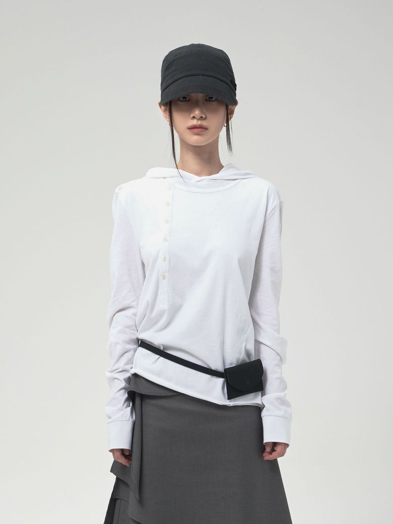 (W) AXIS LAYER BUTTON HOODIE_IVORY