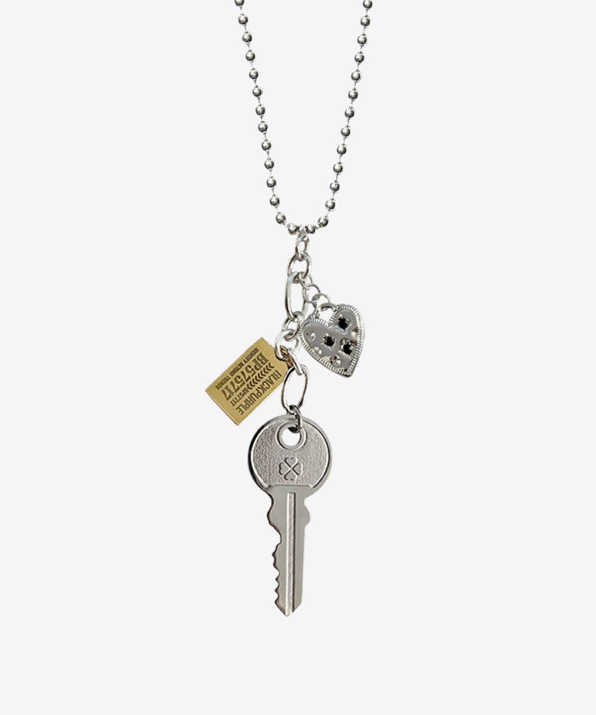 블랙 퍼플(BLACK PURPLE) 러브 & 록 팬던트 목걸이 Love & Lock Pendant Necklace