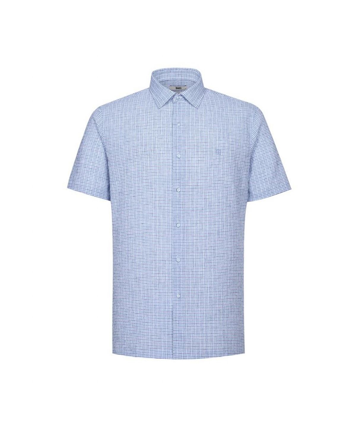 닥스셔츠(DAKS SHIRTS) 노케어 린넨혼방 마이크로체크 스트레치 반팔셔츠 컴포트슬림핏_DLS1SHDS224B1