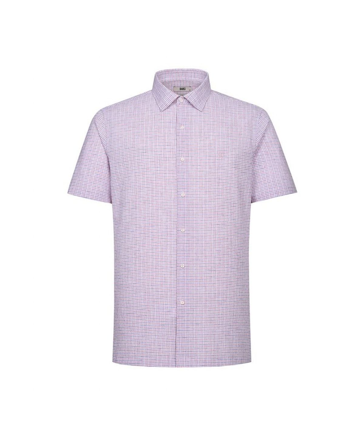 닥스셔츠(DAKS SHIRTS) 노케어 린넨혼방 마이크로체크 스트레치 반팔셔츠 컴포트슬림핏_DLS1SHDS224R1