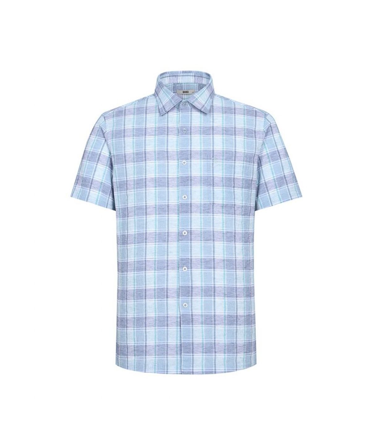 닥스셔츠(DAKS SHIRTS) 린넨혼방 이지케어 미디움체크 스트레치 반팔셔츠_DLS3SHCS120B1