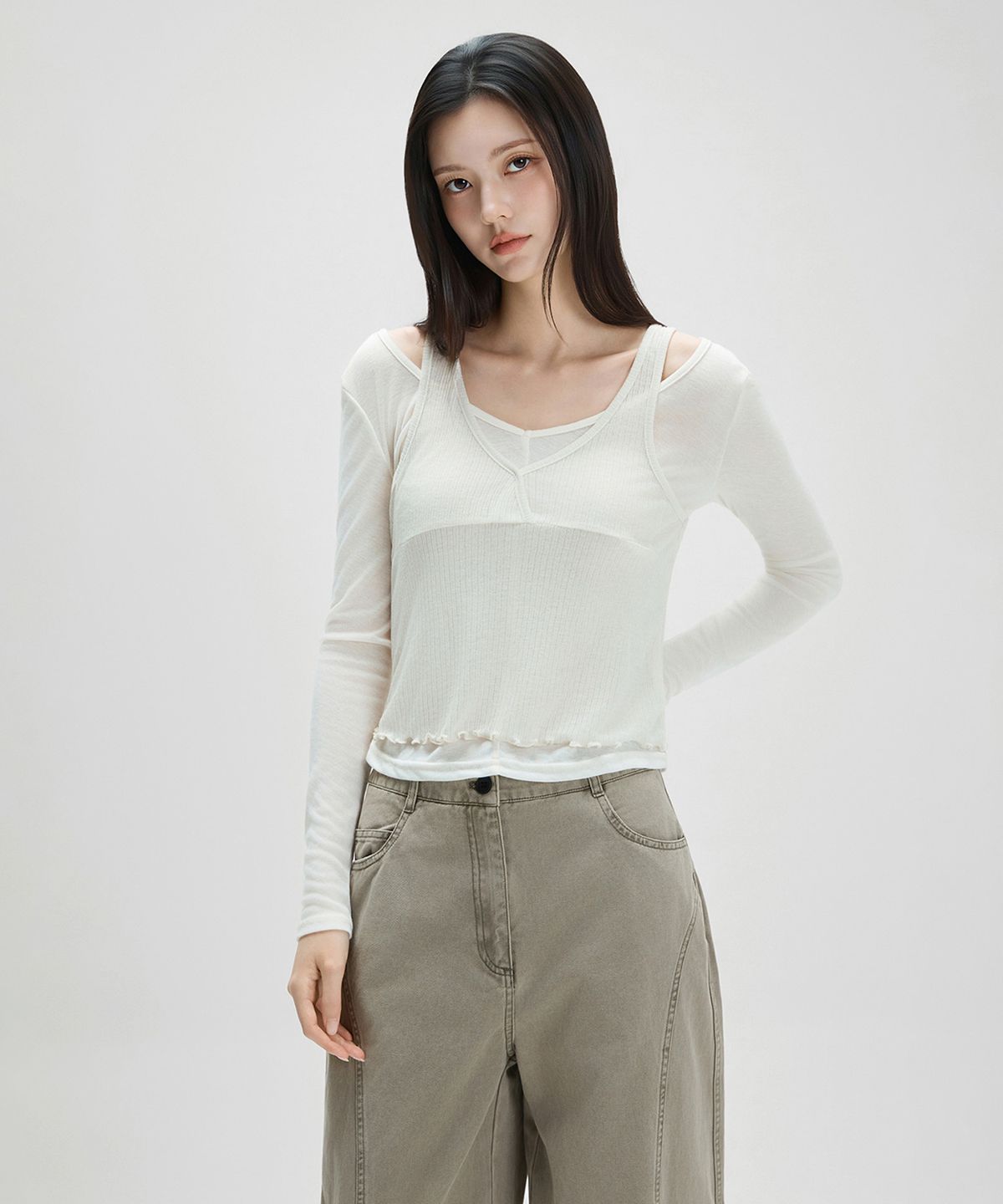 미쏘(MIXXO) 레이어드 긴팔 티셔츠 RE LWG302A_MIWLWG53QA