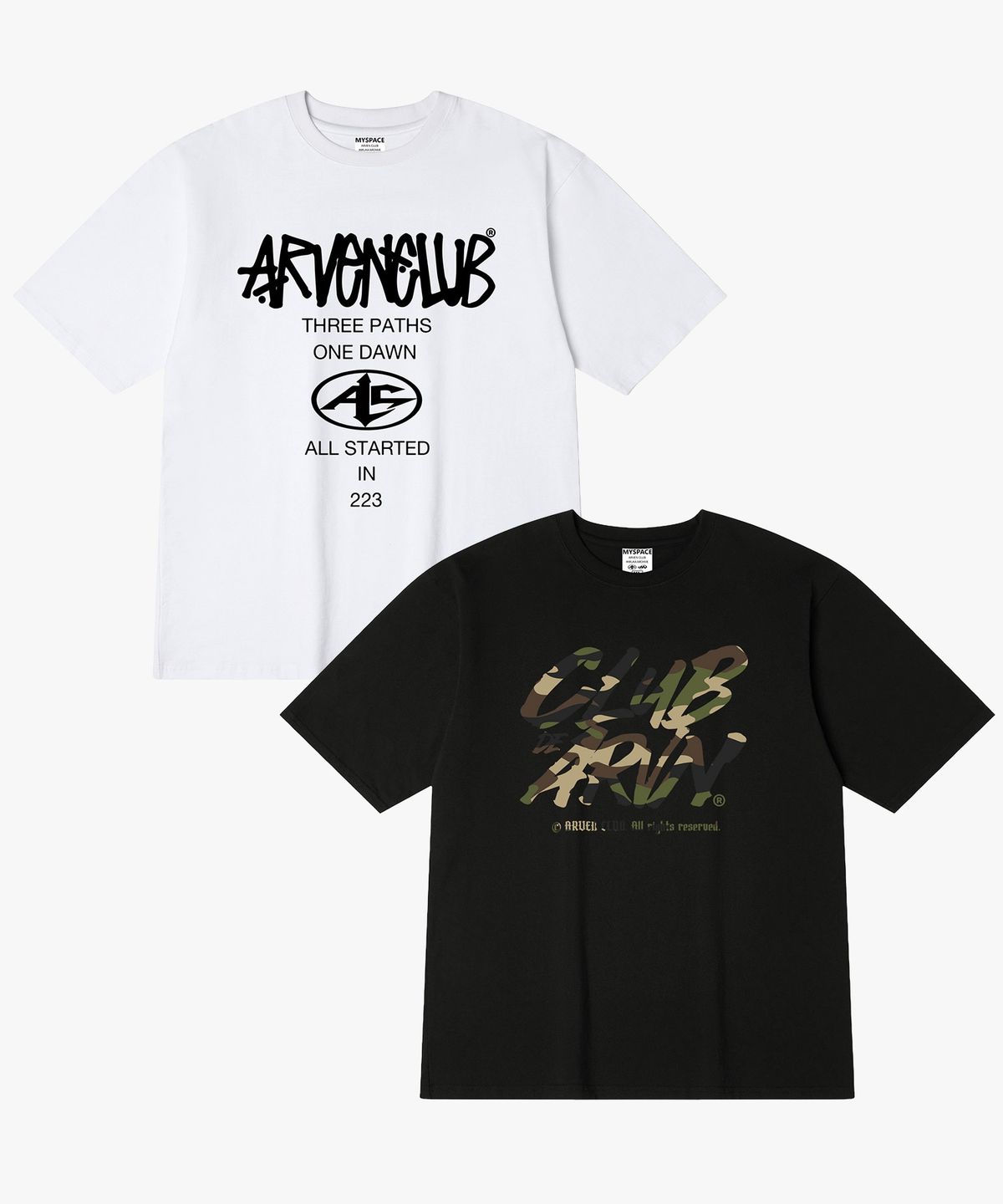 아르벤클럽(ARVEN CLUB) [2PACK] THREE CLUB 반팔티셔츠 2종 패키지
