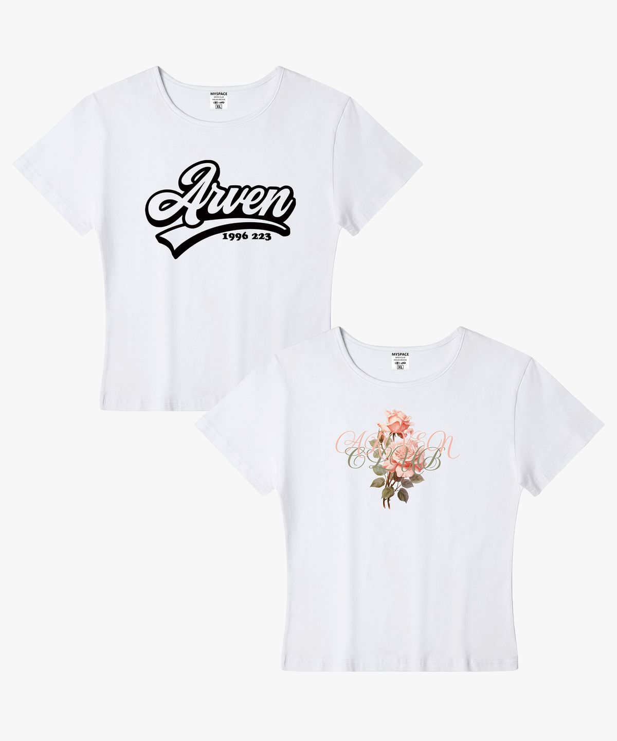 아르벤클럽(ARVEN CLUB) [2PACK] 로즈 커브 여성 슬림핏 반팔티셔츠 2종 패키지