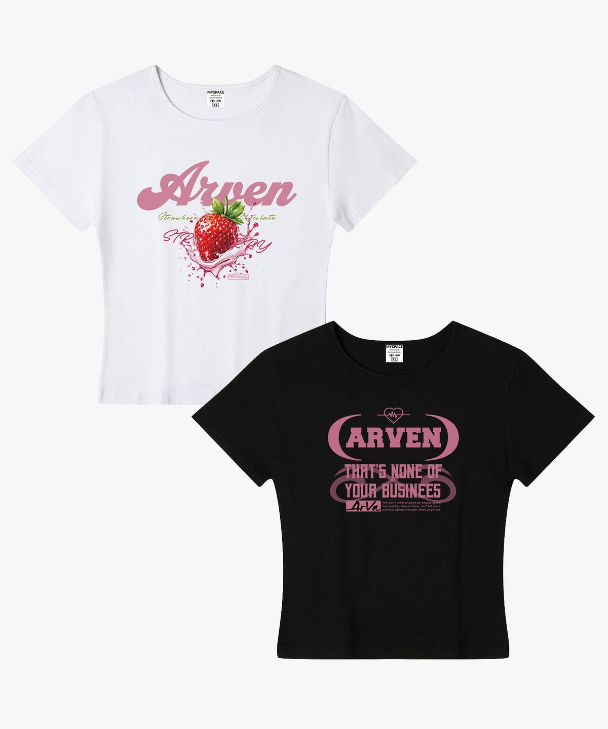아르벤클럽(ARVEN CLUB) [2PACK] 비즈니스 스트로베리 여성 슬림핏 반팔티셔츠 2종 패키지