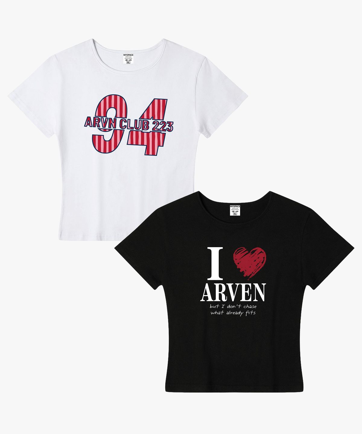 아르벤클럽(ARVEN CLUB) [2PACK] 아이 러브 서프 여성 슬림핏 반팔티셔츠 2종 패키지
