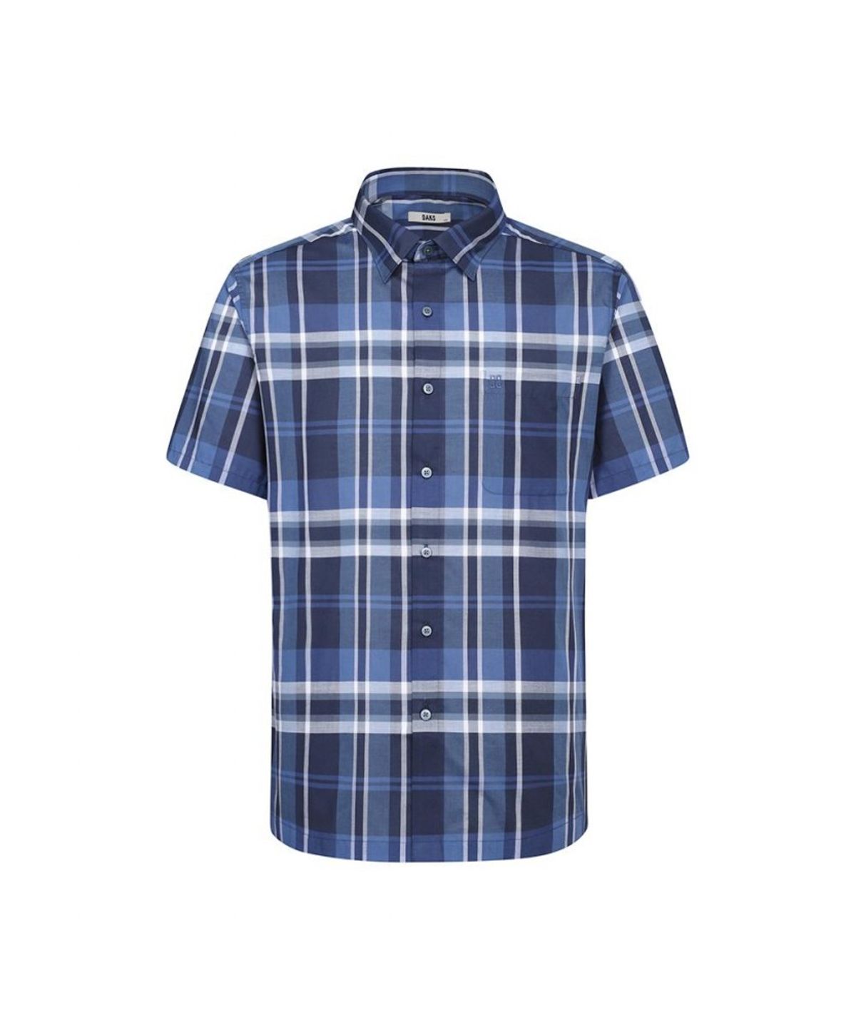 닥스셔츠(DAKS SHIRTS) 면혼방 미듐체크 반팔셔츠 레귤러핏 네이비_DLS2SHCS122N1