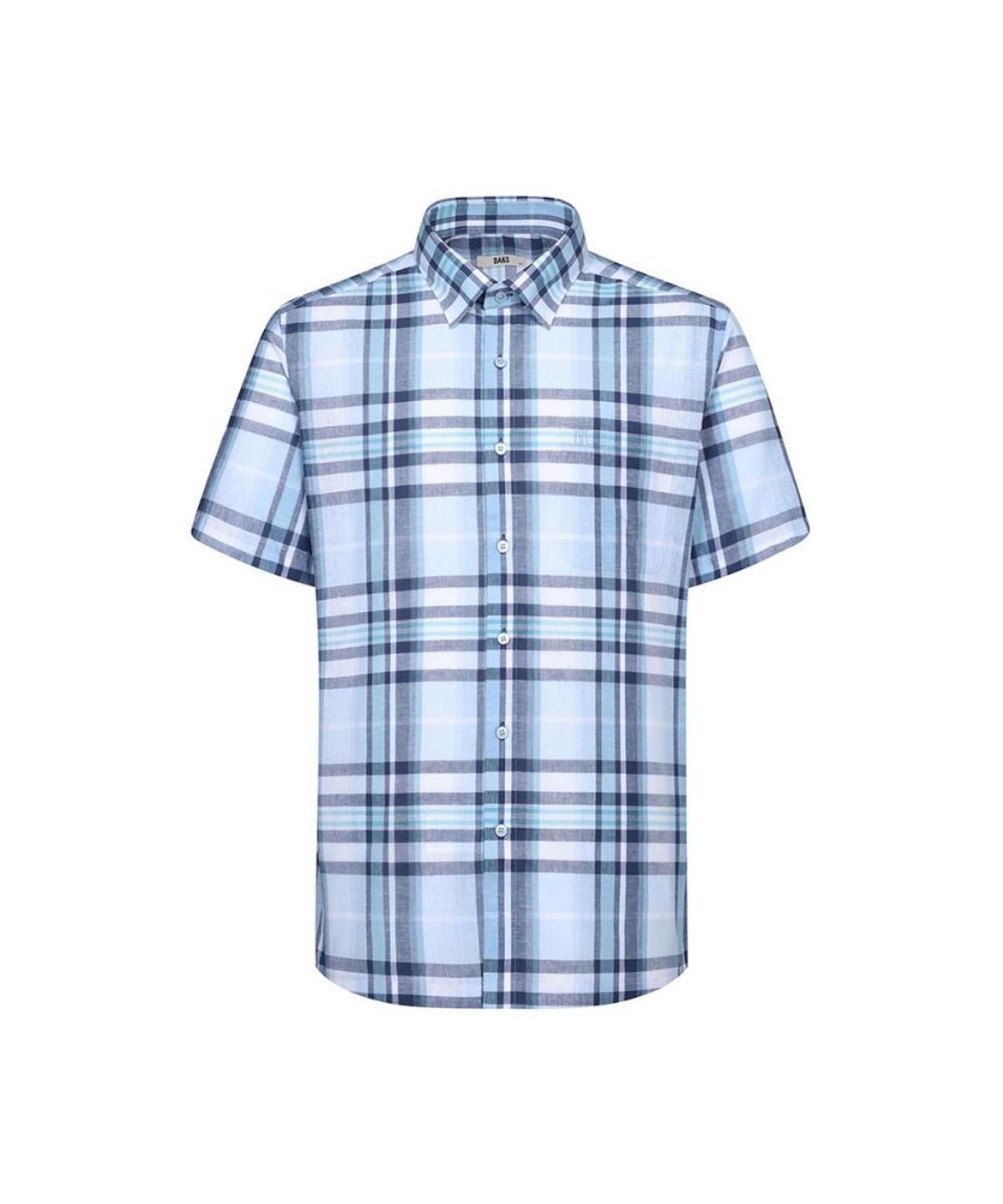 닥스셔츠(DAKS SHIRTS) 린넨혼방 라지체크 반팔셔츠 레귤러핏 블루_DLS2SHCS131B1